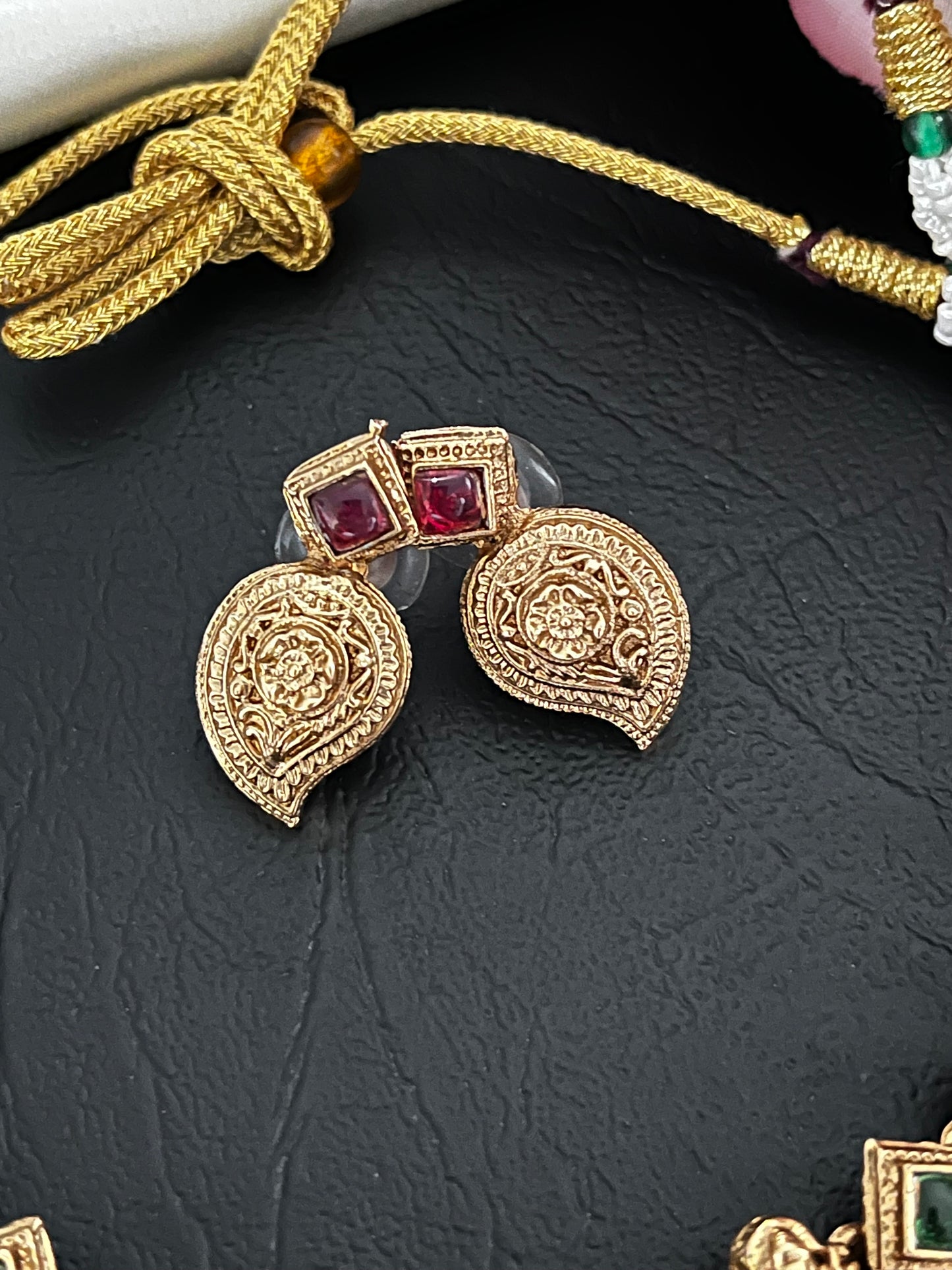 Kalyani - Mango Motif Temple Necklace Set