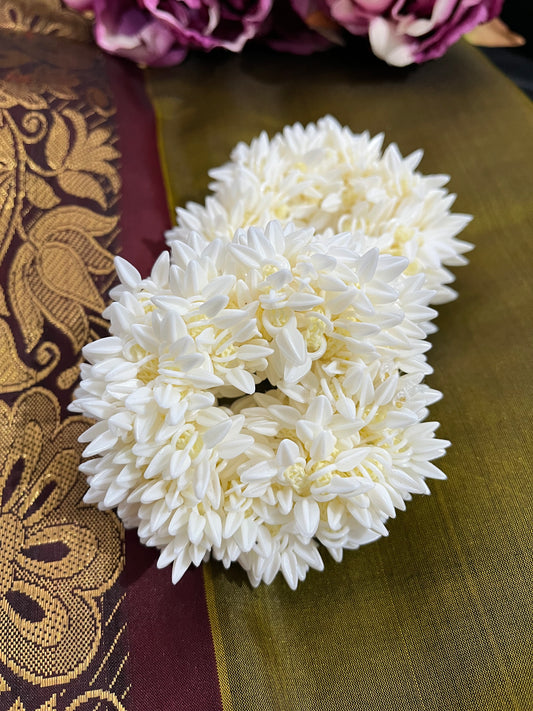 Divya - Jasmine Blossom Scrunchie – Handmade Scented Mogra Hair Accessory for Traditional & Festive Wear