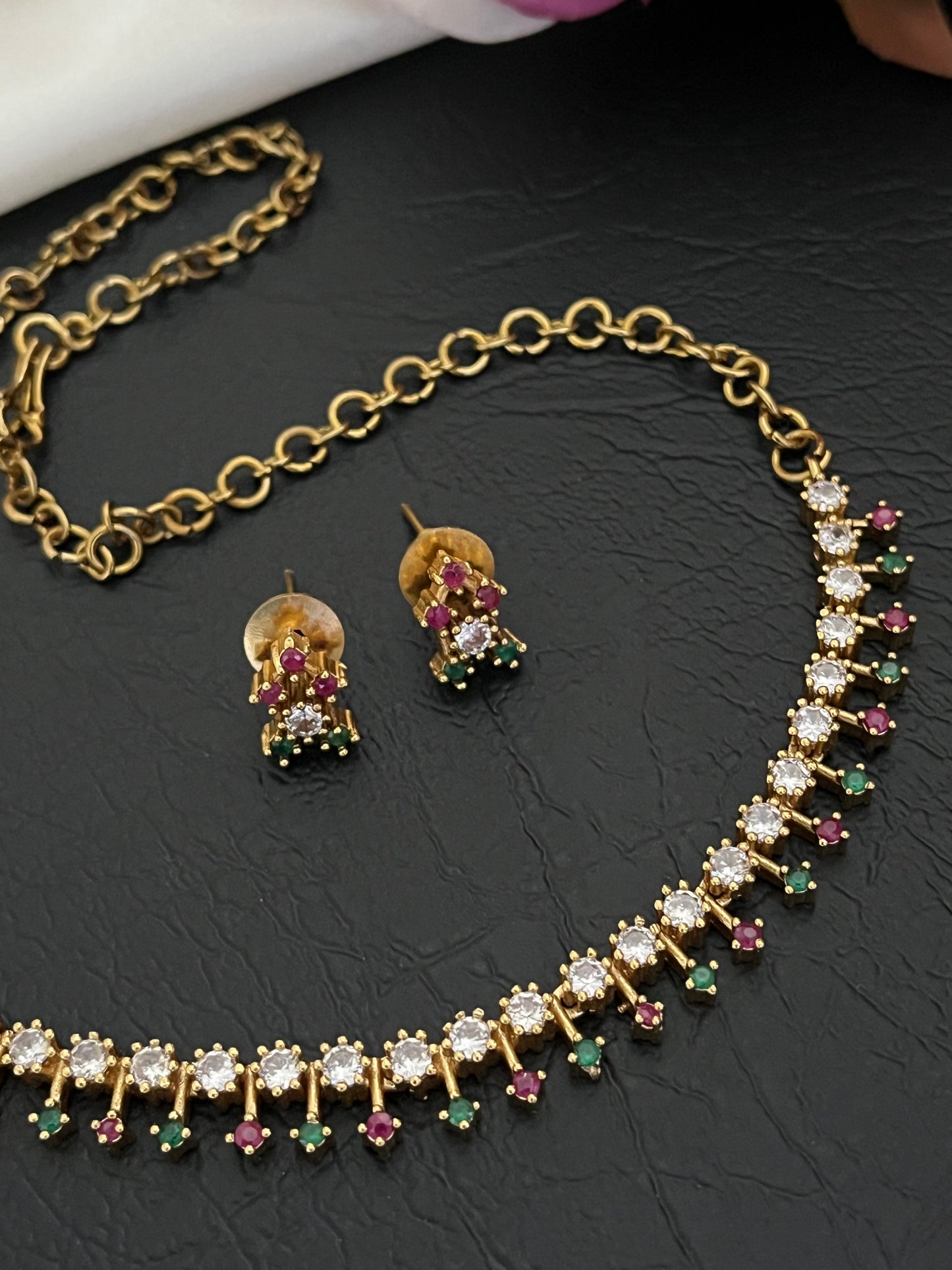 Ziya – Gold-Tone Cubic Zirconia Stone Necklace Set