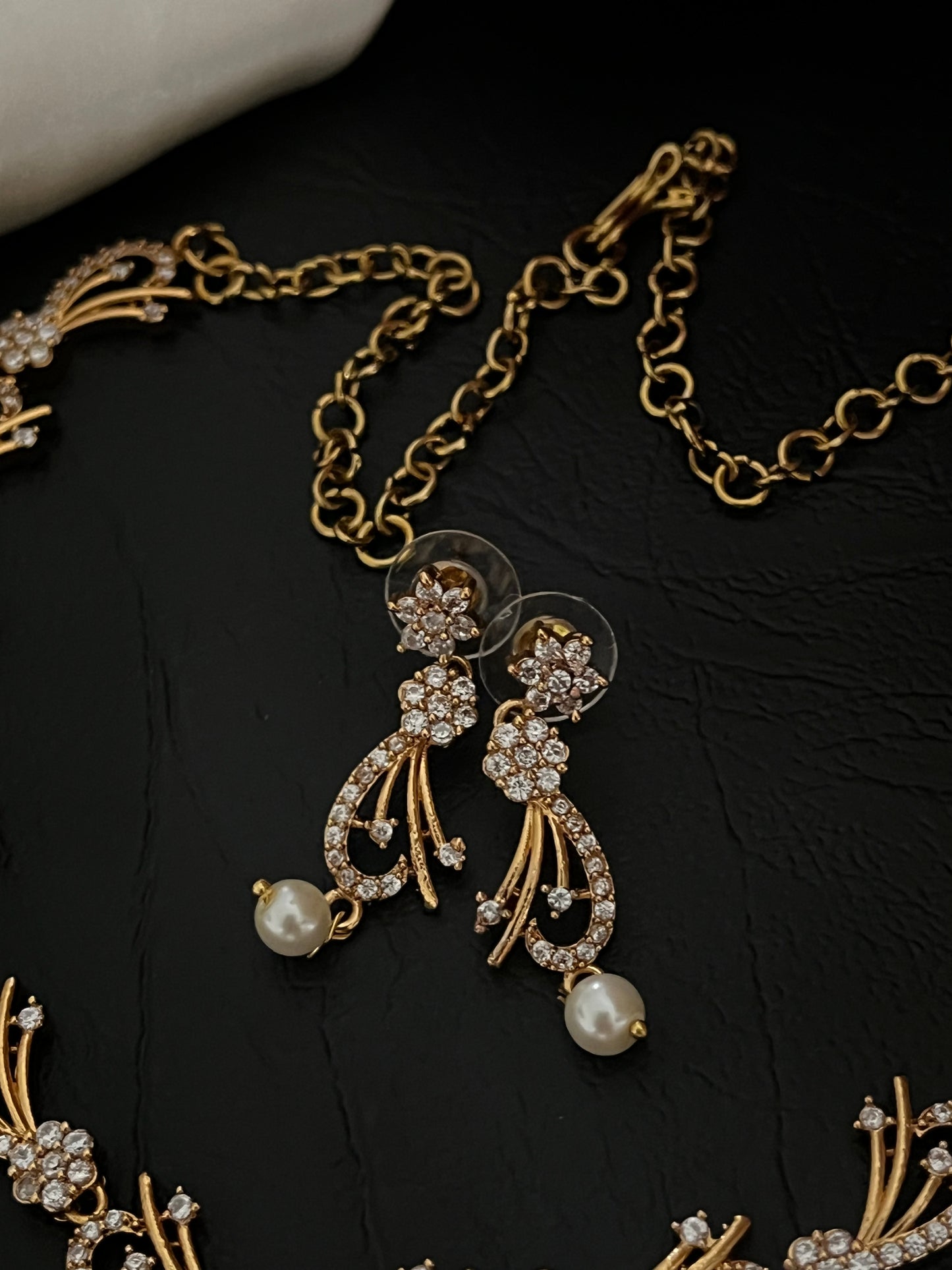 Aurelia - CZ Pearl Drop Necklace Set
