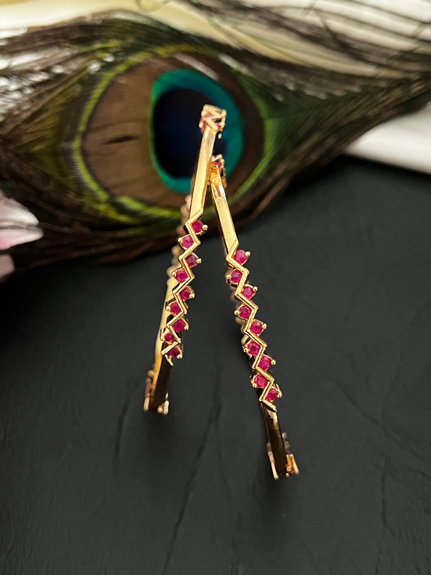 Ziva - CZ Chevron Bangles (Pair)