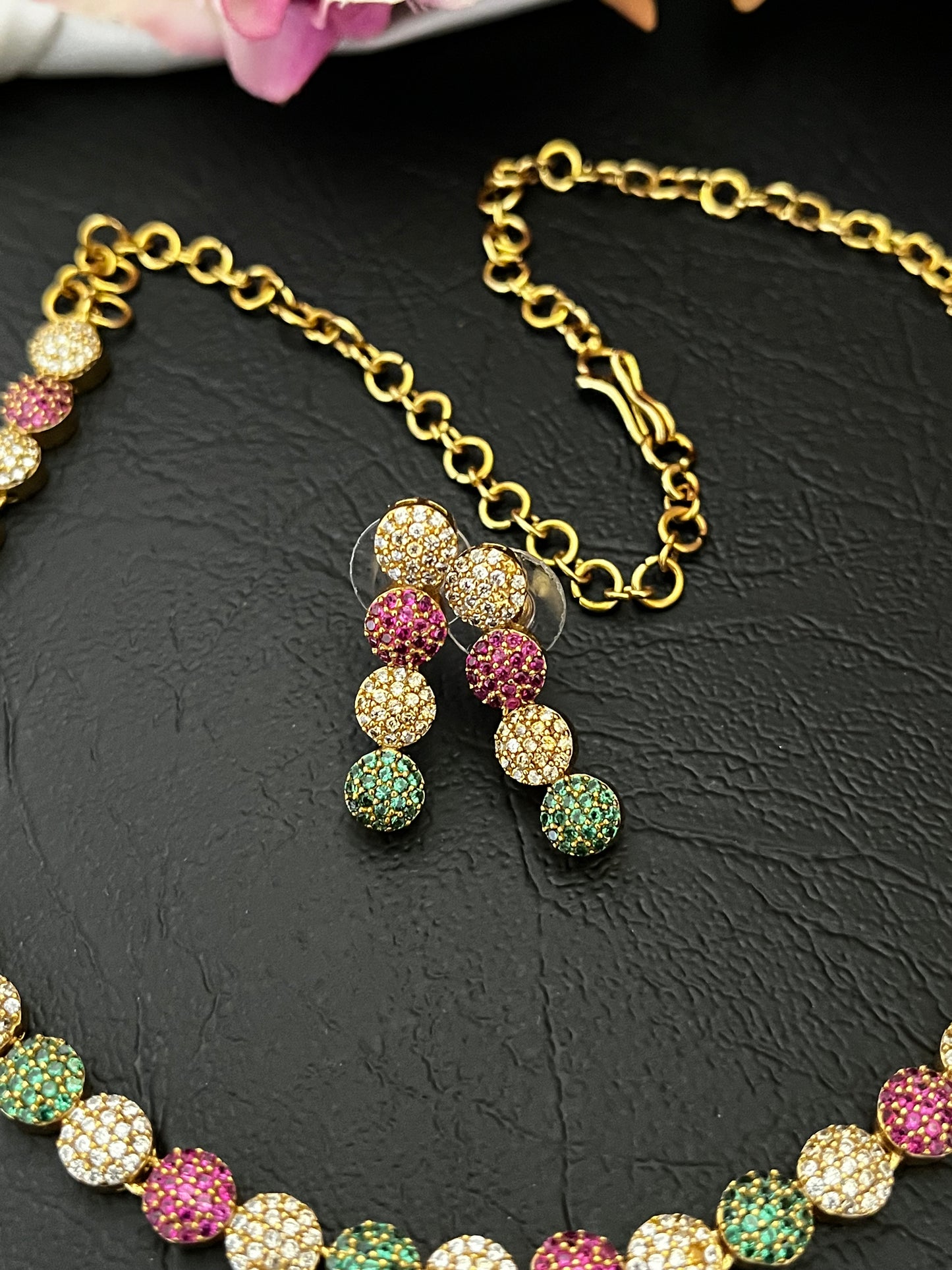 Belle - CZ Multi-Colour Ball Necklace Set