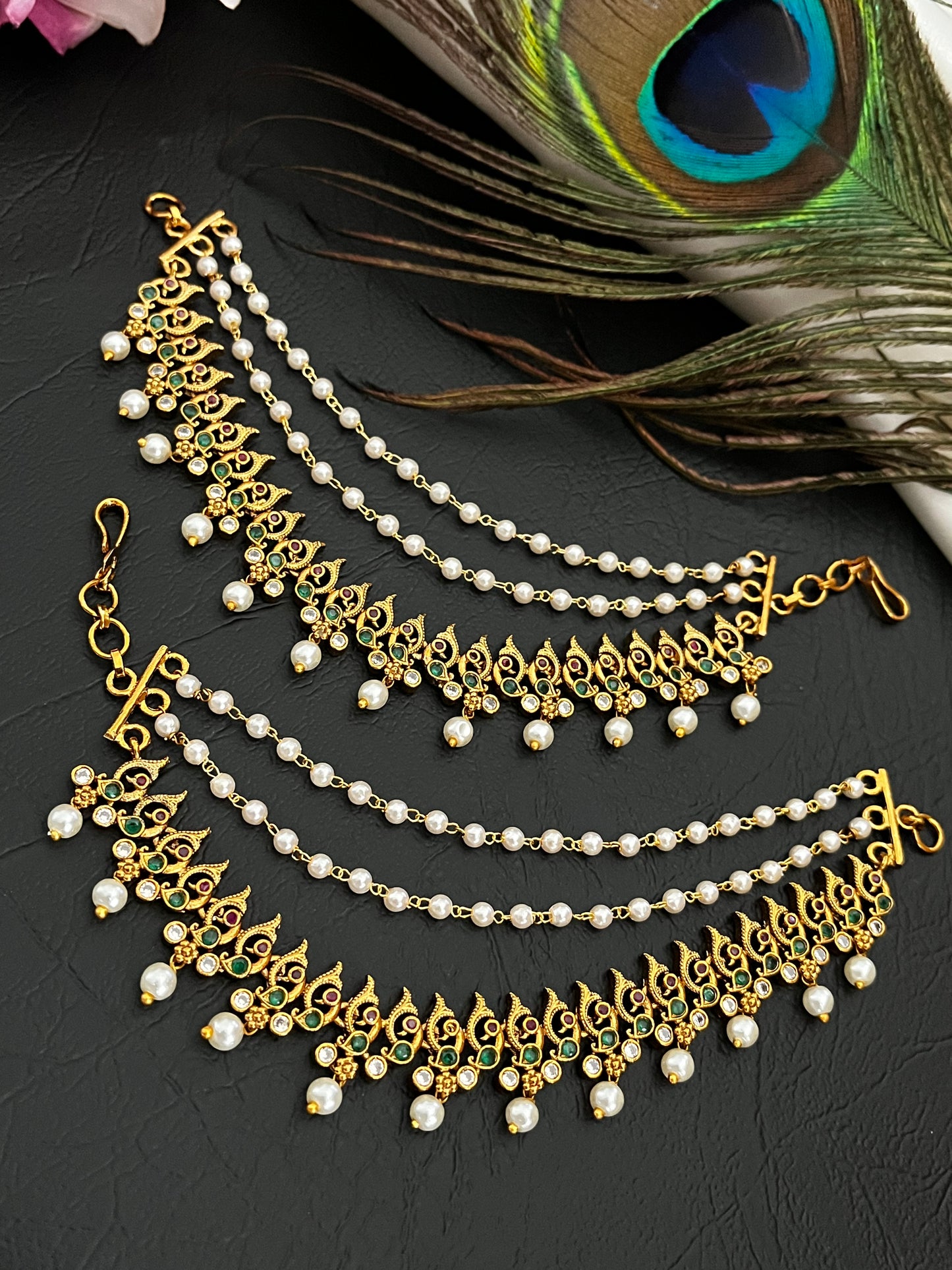 Niraya - Micro Gold Temple Sahara Ear Chains (Pair)