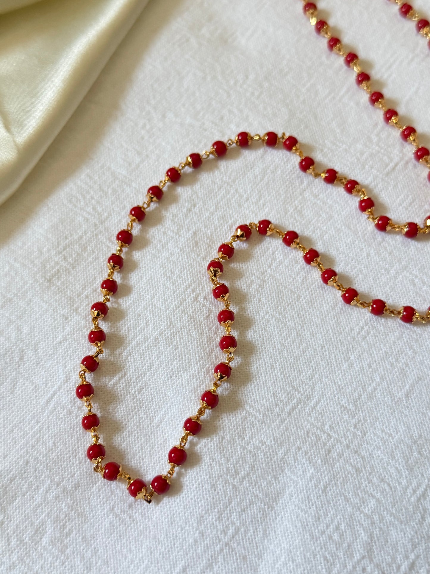 Ruhani Coral Red Beaded Chain