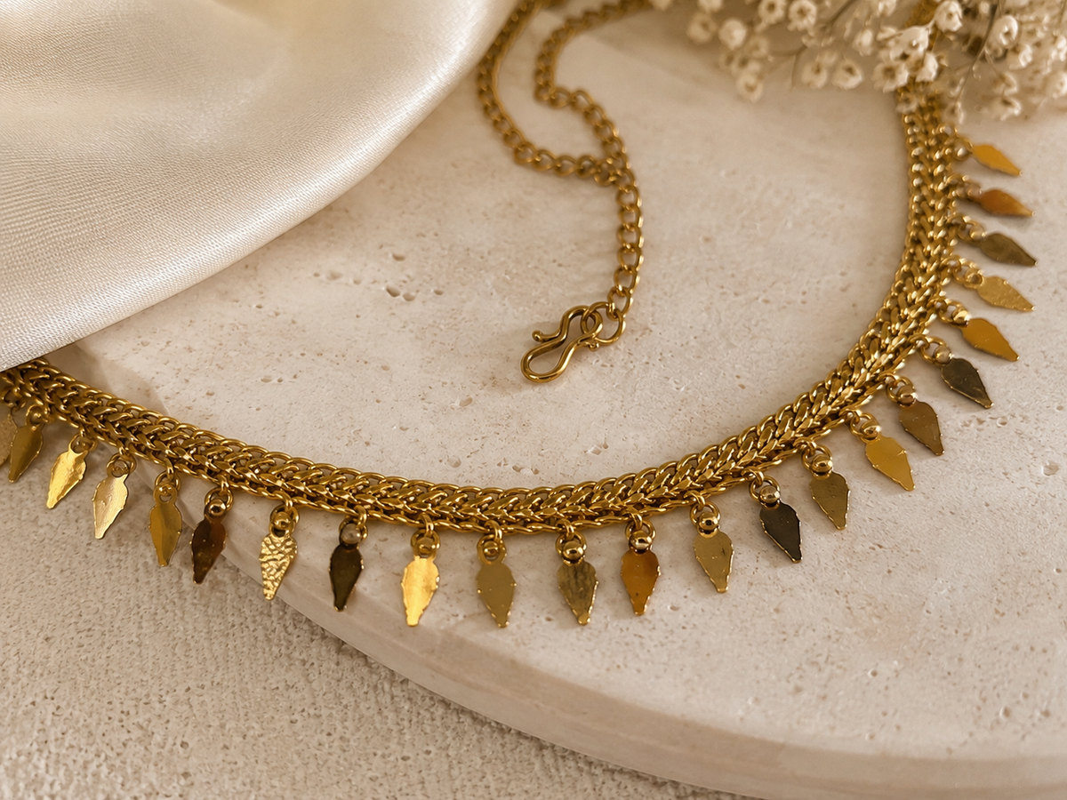 Niraya - Simple Ilakkathali Necklace – Antique Gold Micro Gold Plated Kerala Jewellery