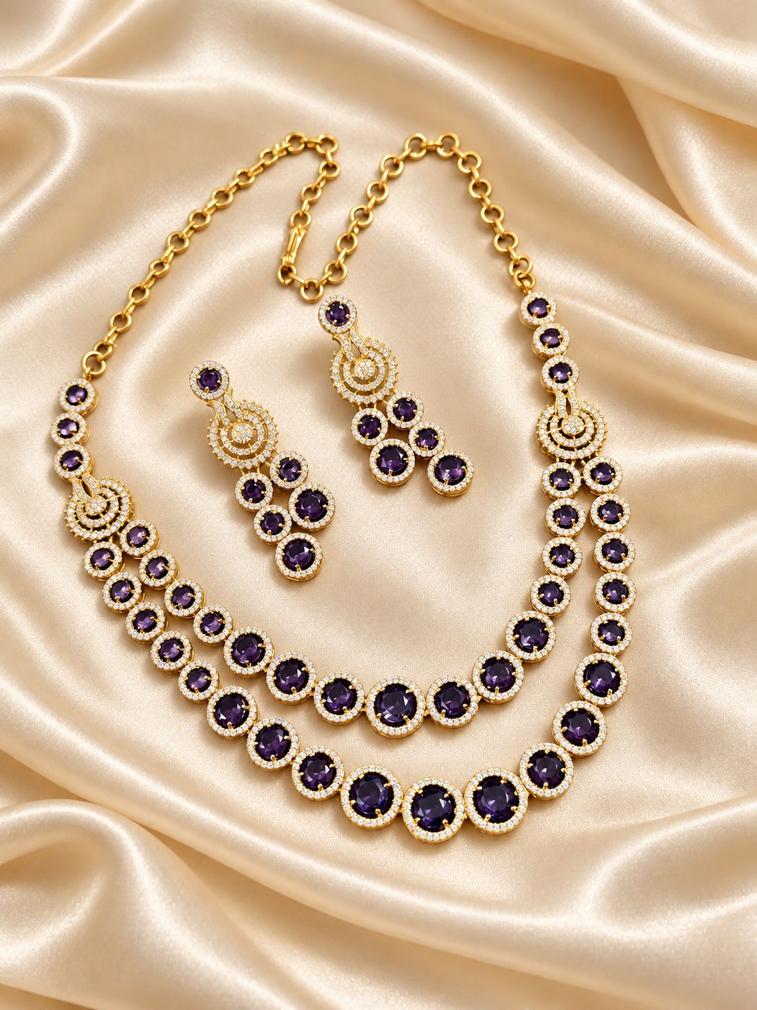 Clara - Victorian-Style Antique Gold Stone Necklace Set