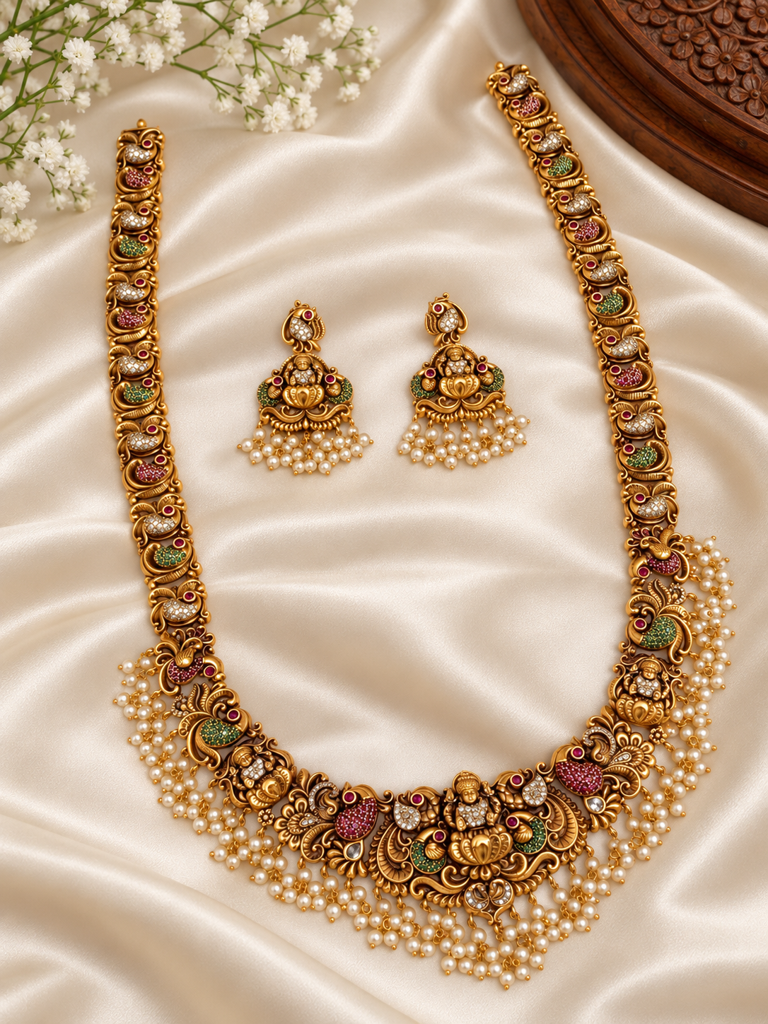 Rajashree — Luxe by Zyrah Antique Gold Temple Necklace Set