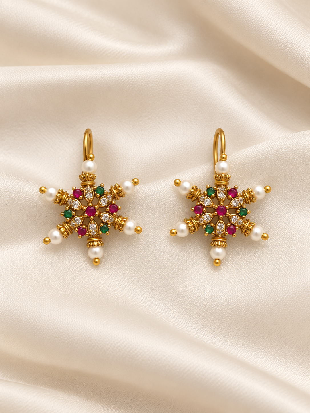 Veda Bugadi V2 | Gold-Finish CZ & Pearl Bugadi or Bugdi