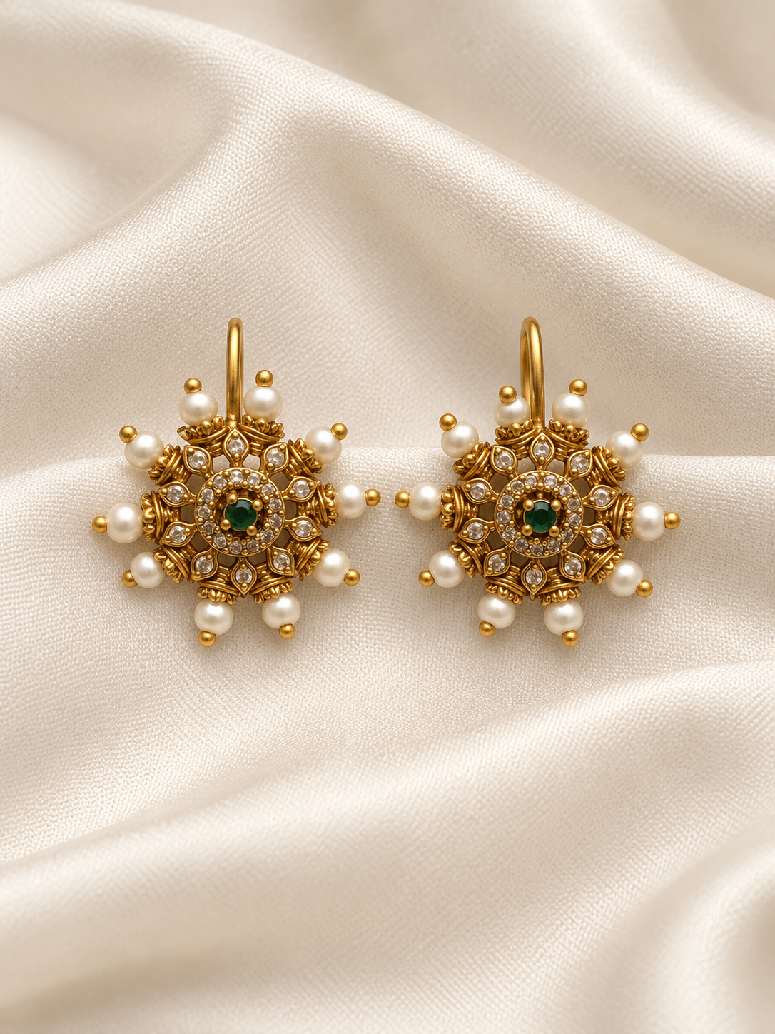 Veda Bugadi V3 | Gold-Finish CZ & Pearl Bugadi or Bugdi
