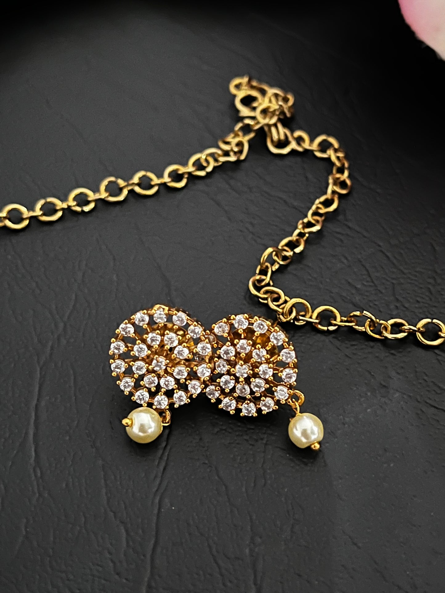 Flora - CZ Pearl Accent Necklace Set
