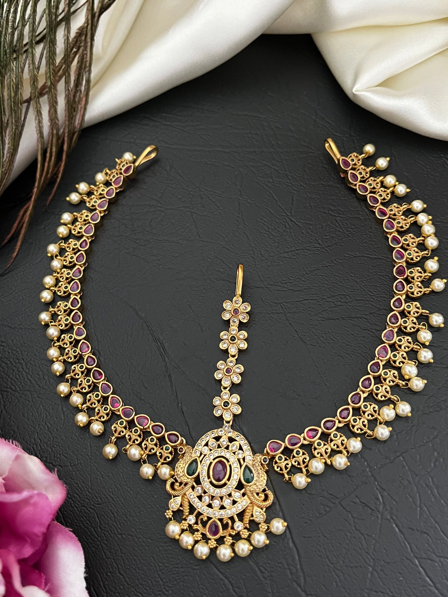 Devika - Micro Gold plated Kemp Temple Maang Tikka
