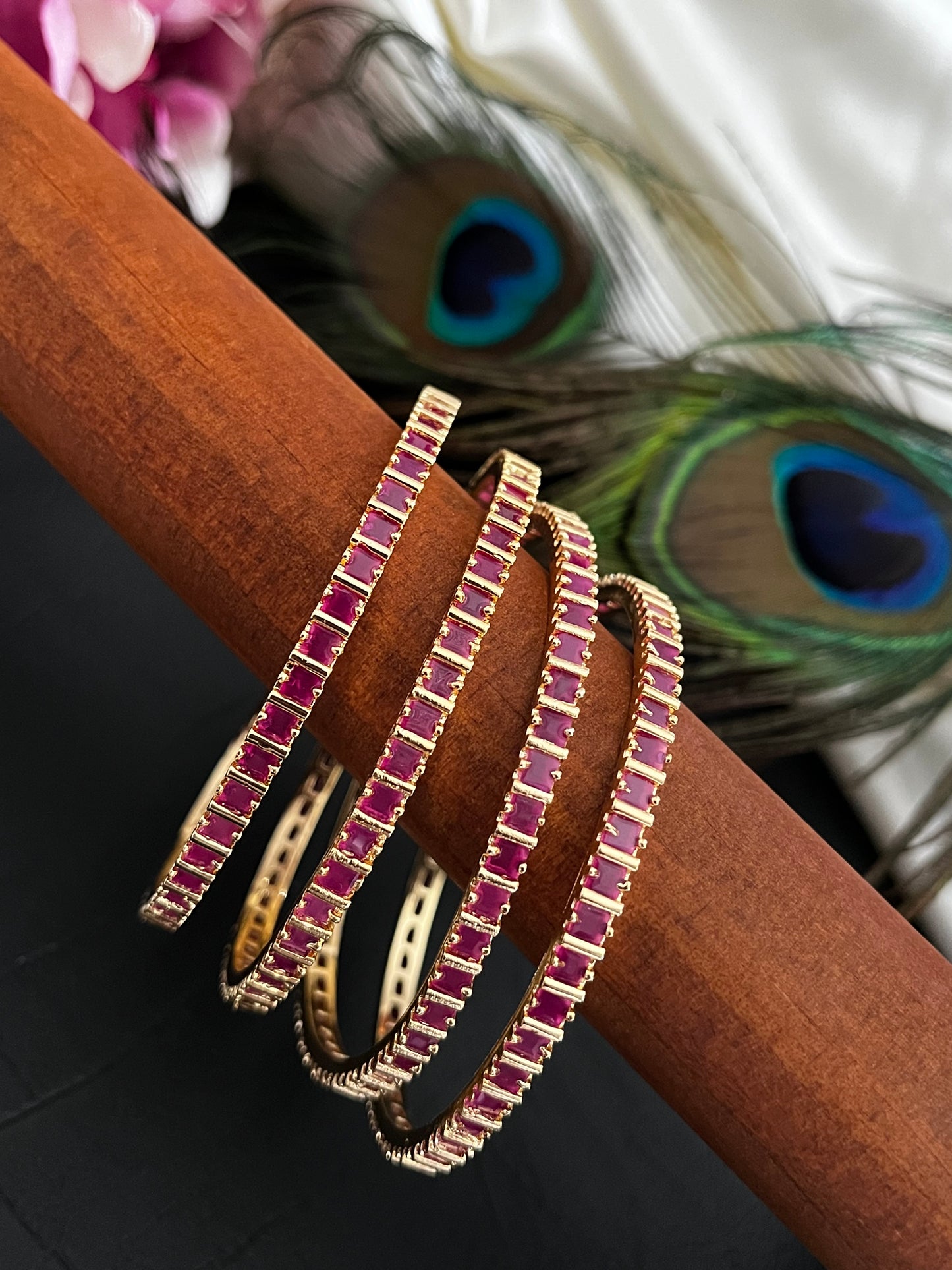 Aira - CZ Line Bangles (Pair)