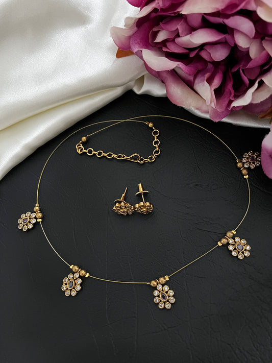 Liliora Whisper – Lavender Floral CZ Floating Necklace Set