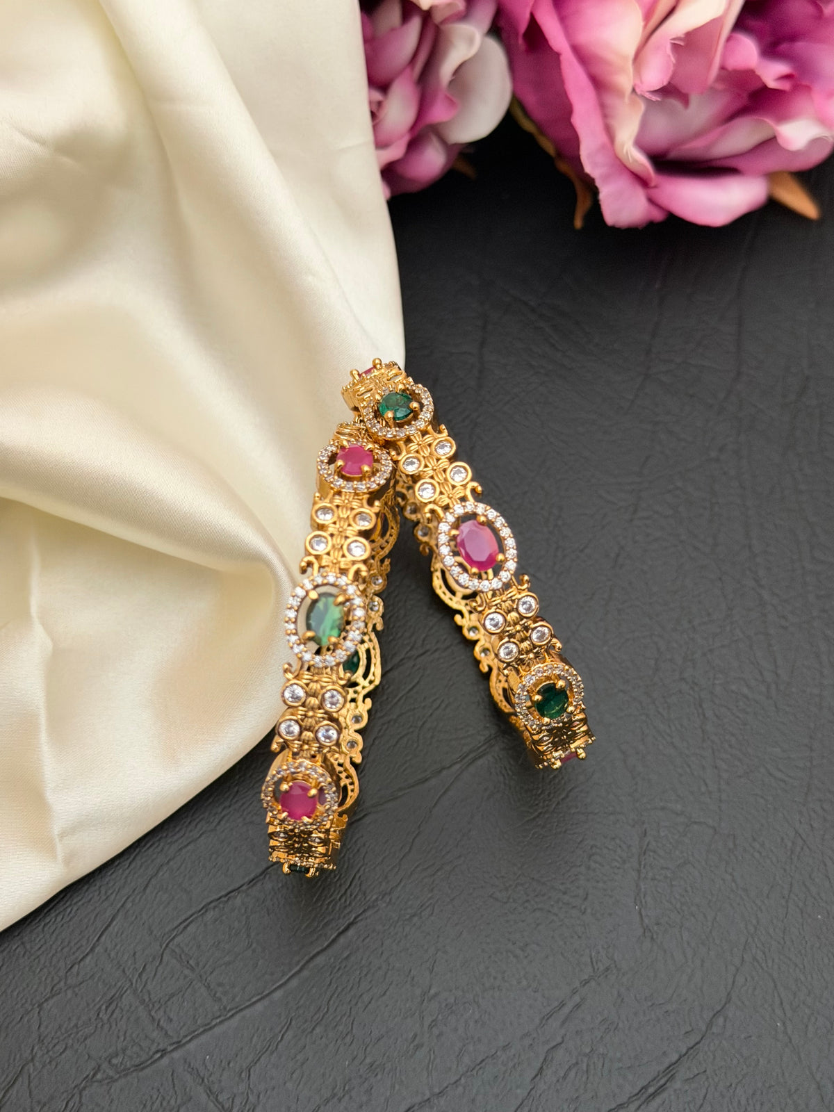 Tarini - Multicolour Stone Bangles | Gold-Tone Indian Bangles