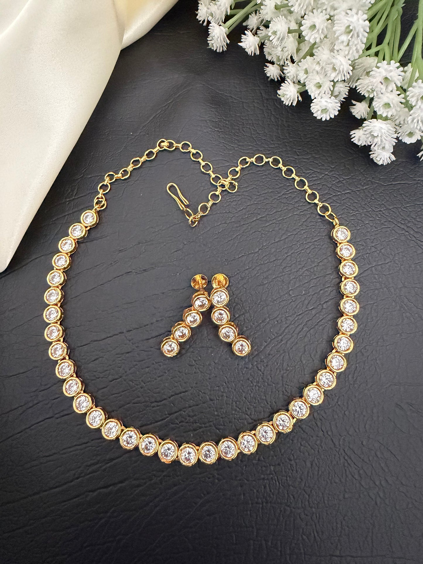 Ella Necklace Set – Gold-Tone Cubic Zirconia Necklace & Earrings