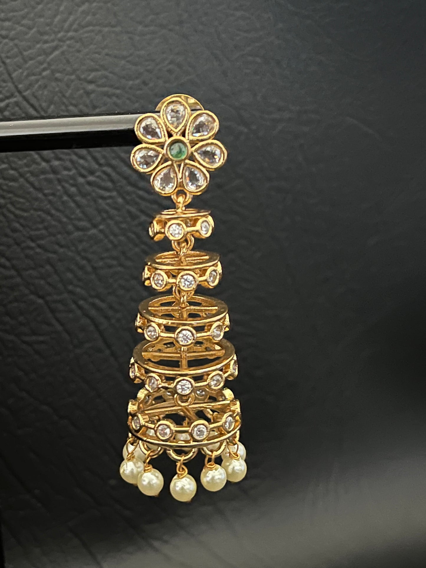 Elira - CZ Pearl Drop Jhumkas