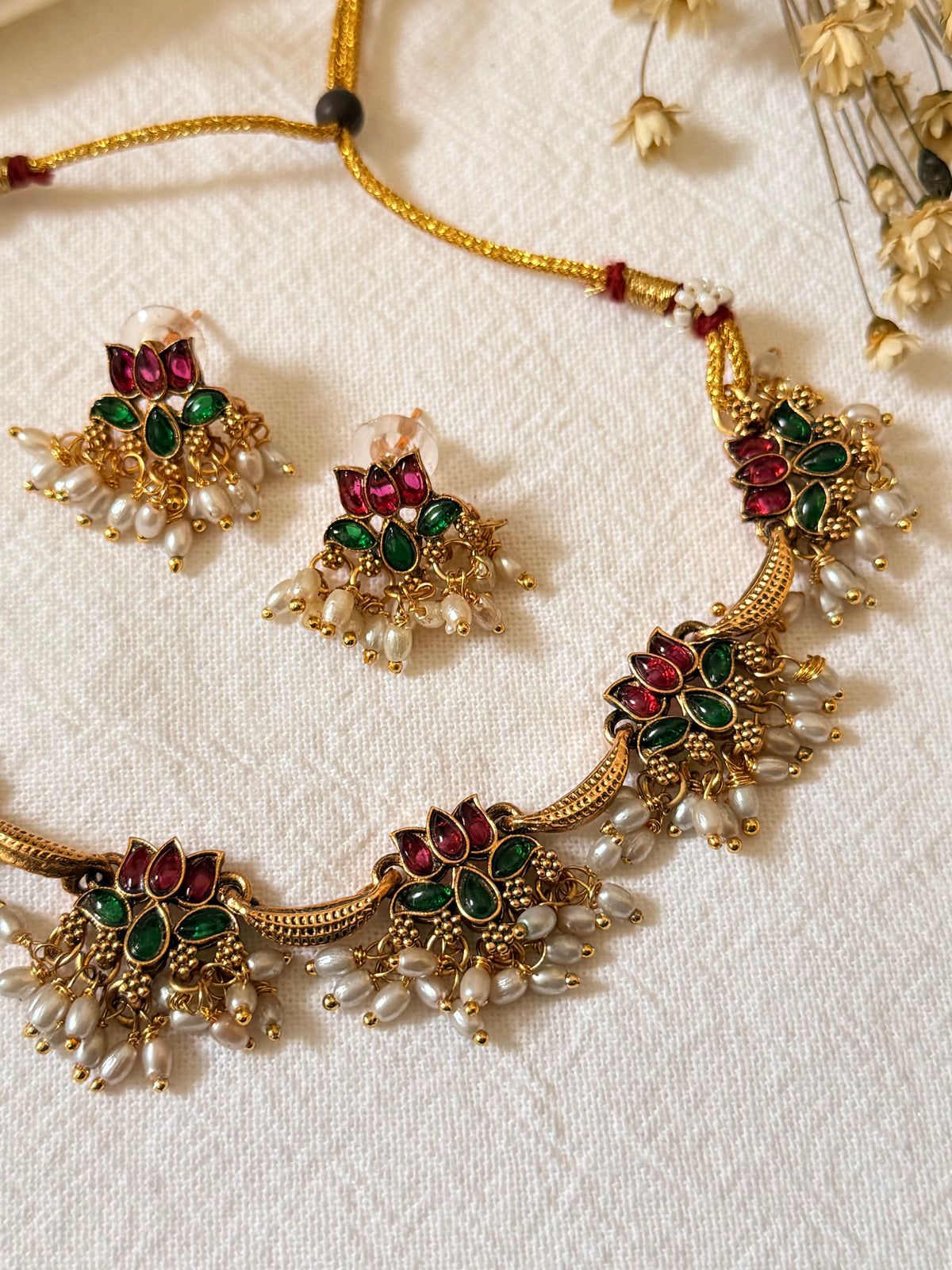 Padmaja - Lotus Temple Necklace Set