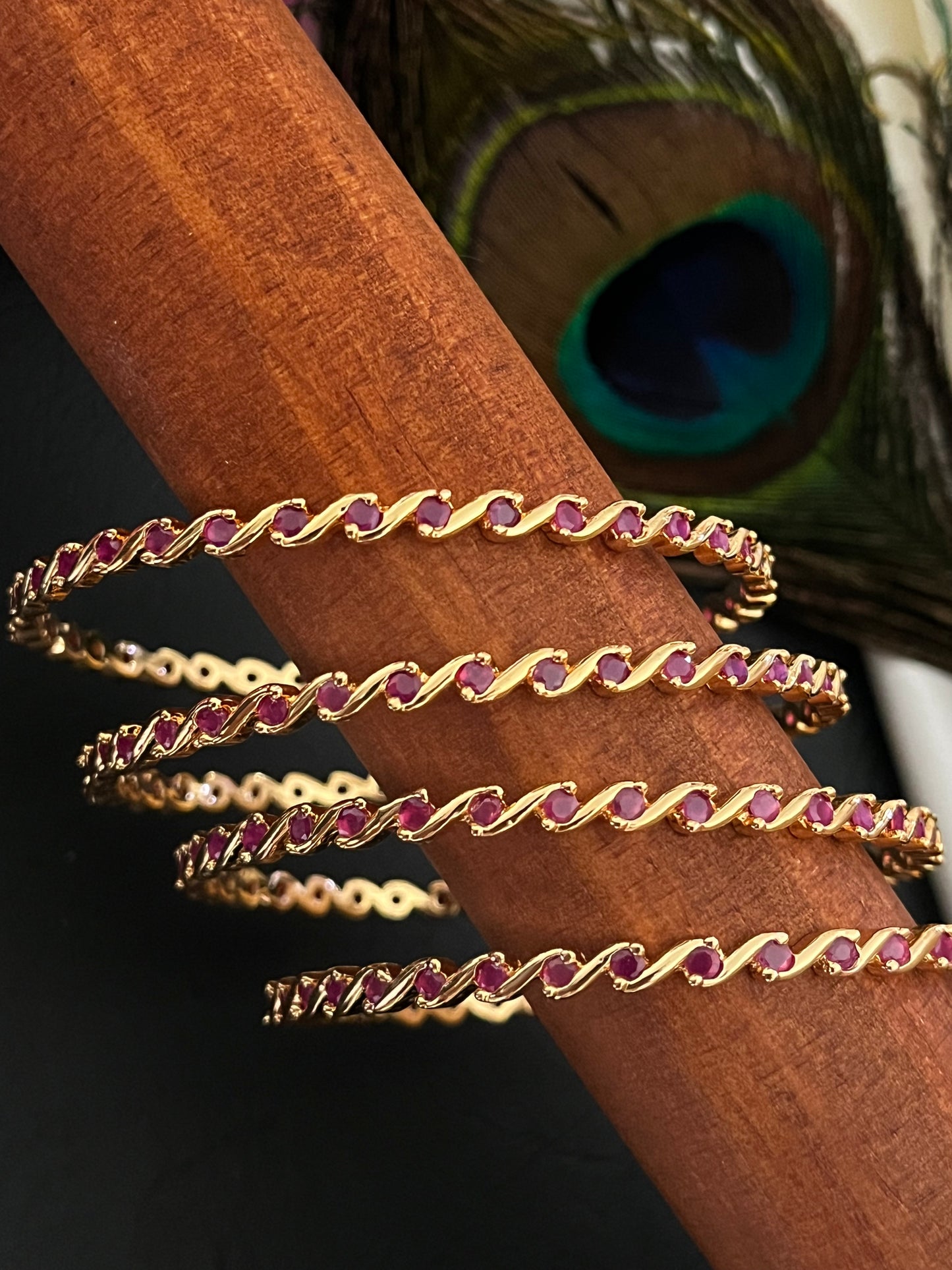 Sera - CZ Ruby Swirl Bangles