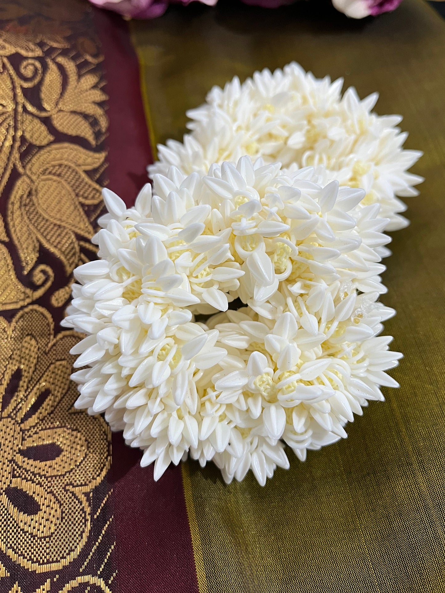 Divya - Jasmine Blossom Scrunchie – Handmade Scented Mogra Hair Accessory for Traditional & Festive Wear