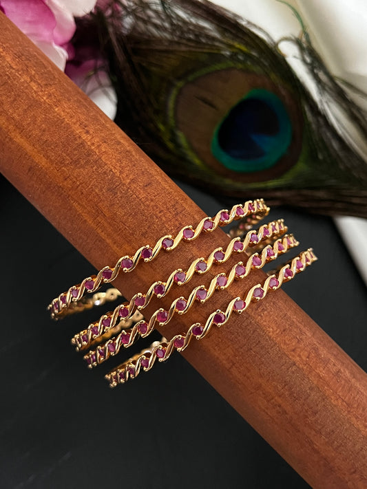 Sera - CZ Ruby Swirl Bangles