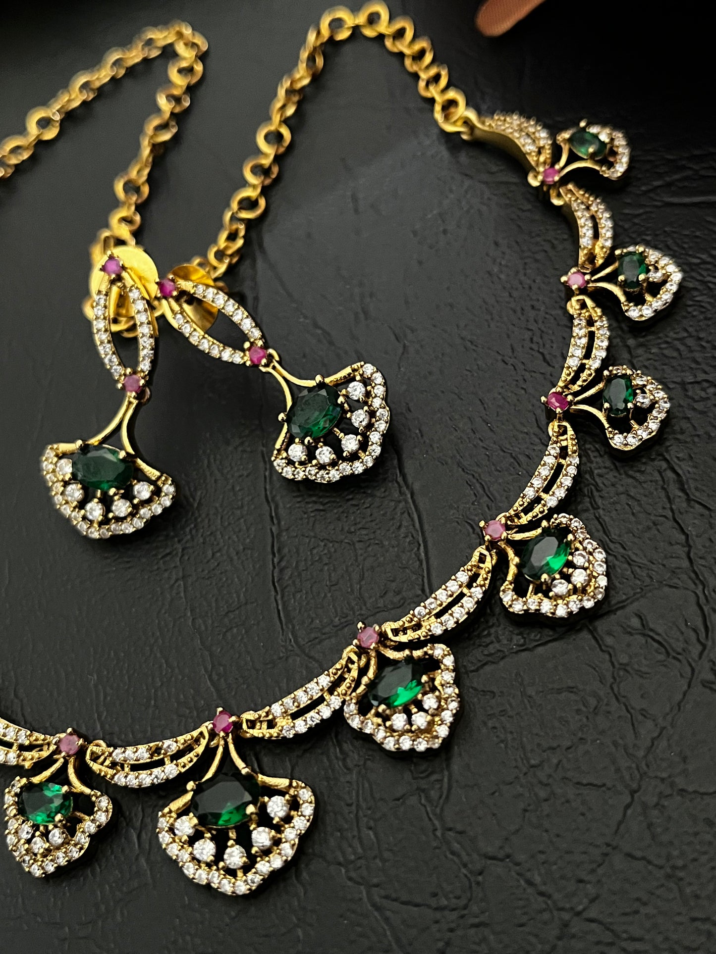 Anika - CZ Floral Necklace set V2
