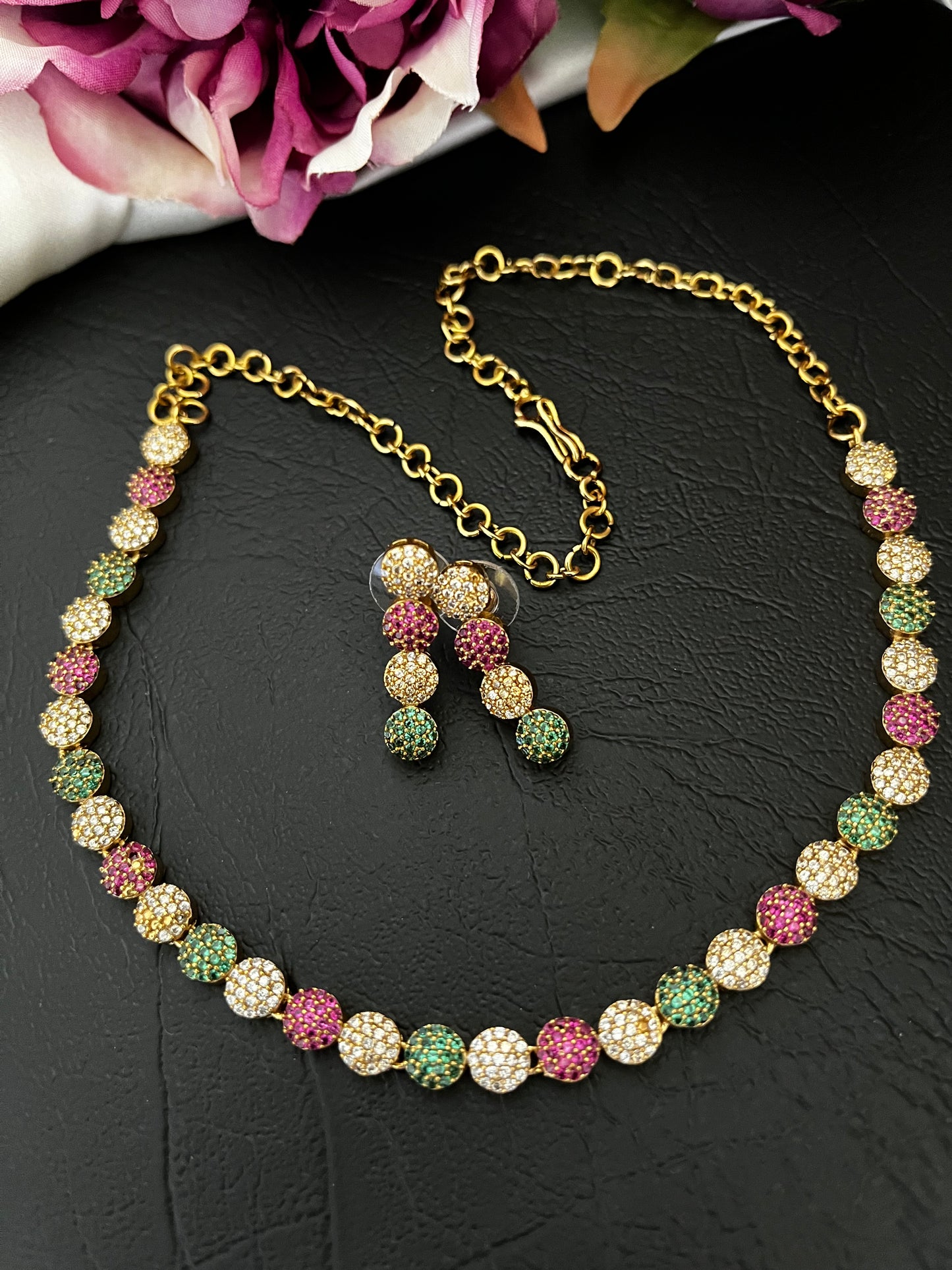 Belle - CZ Multi-Colour Ball Necklace Set