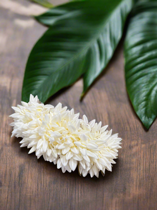 Divya - Jasmine Blossom Scrunchie – Handmade Scented Mogra Hair Accessory for Traditional & Festive Wear