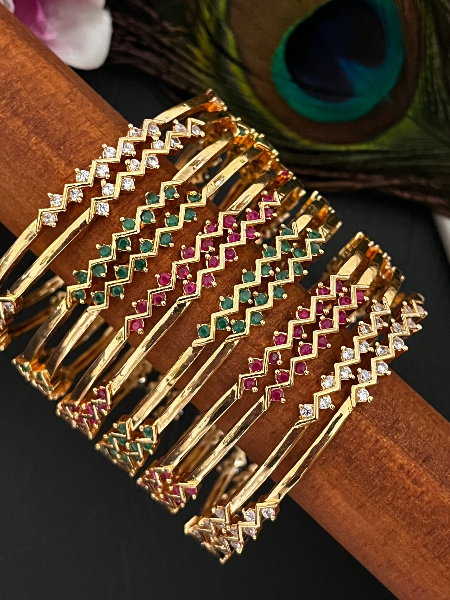 Ziva - CZ Chevron Bangles (Pair)