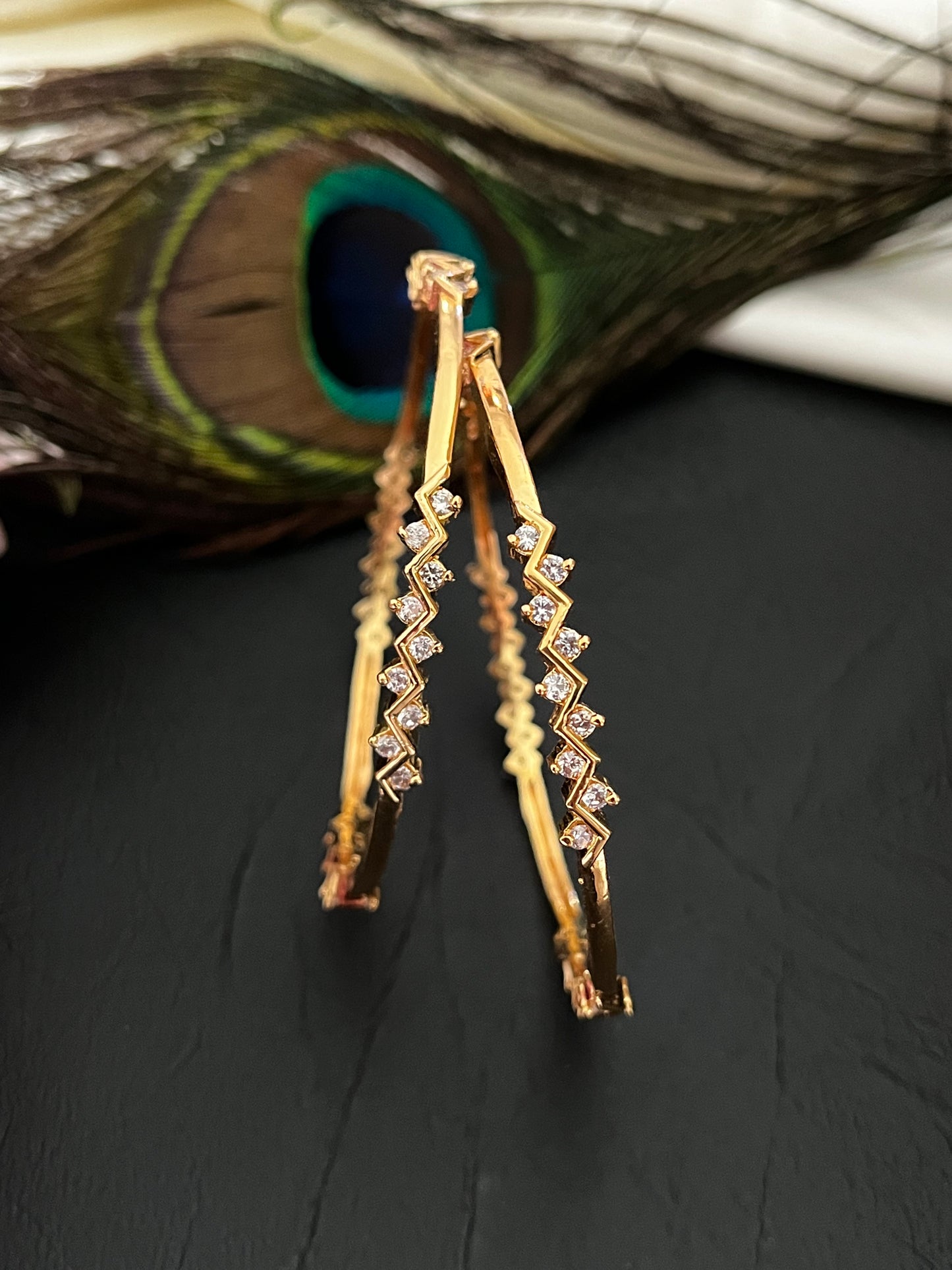 Ziva - CZ Chevron Bangles (Pair)