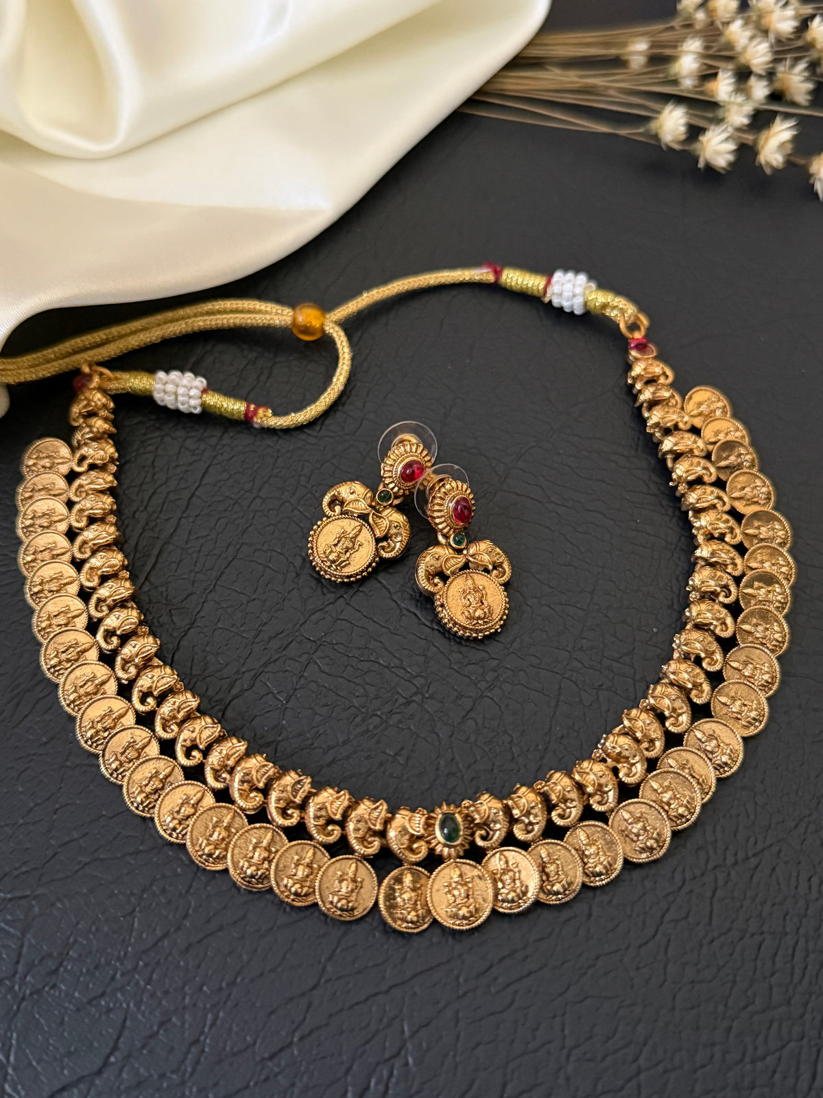 Aadhira Tusker Coin Necklace Set