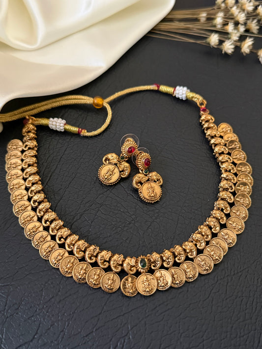 Aadhira Tusker Coin Necklace Set