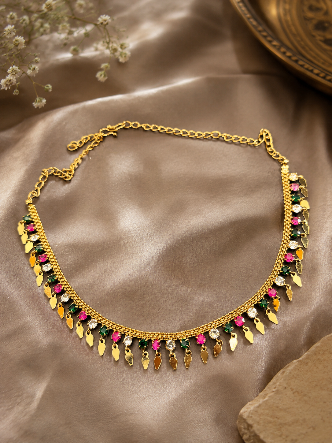 Rangavalli Elakkathali Necklace | Multicolour AD Stones