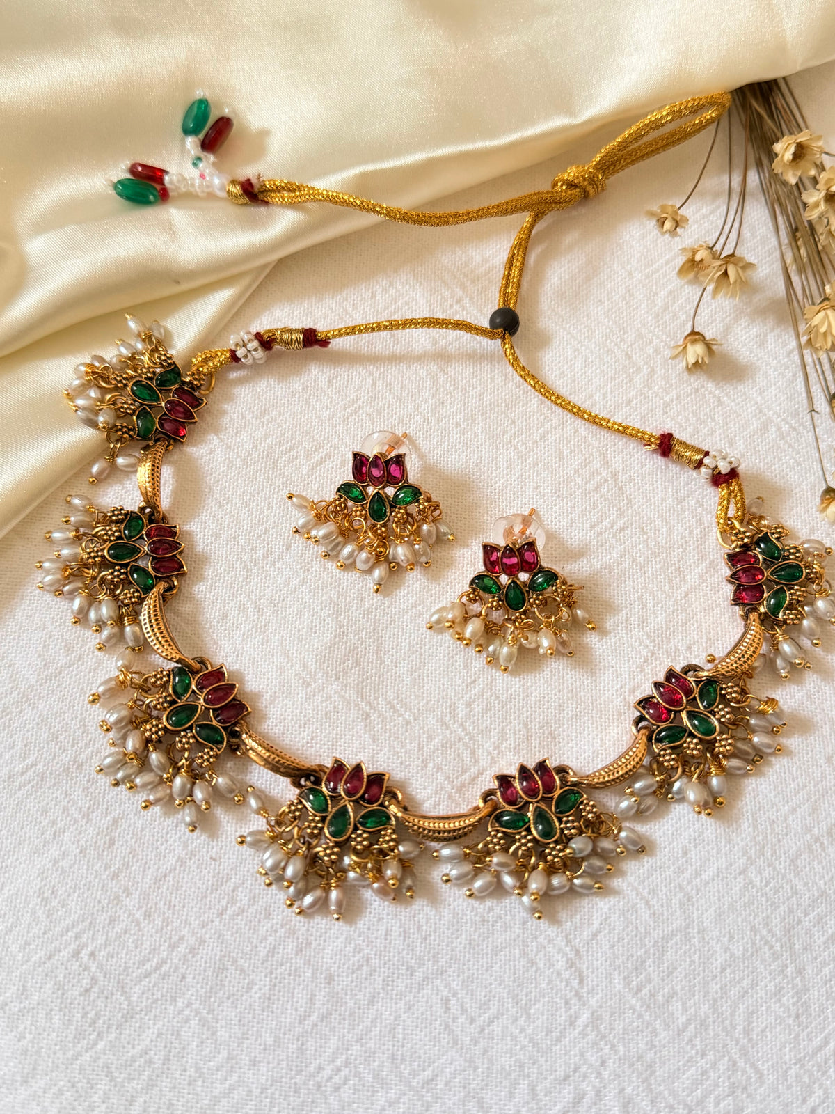 Padmaja - Lotus Temple Necklace Set