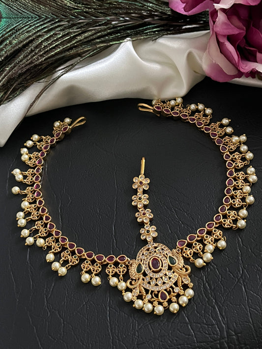 Devika - Micro Gold plated Kemp Temple Maang Tikka