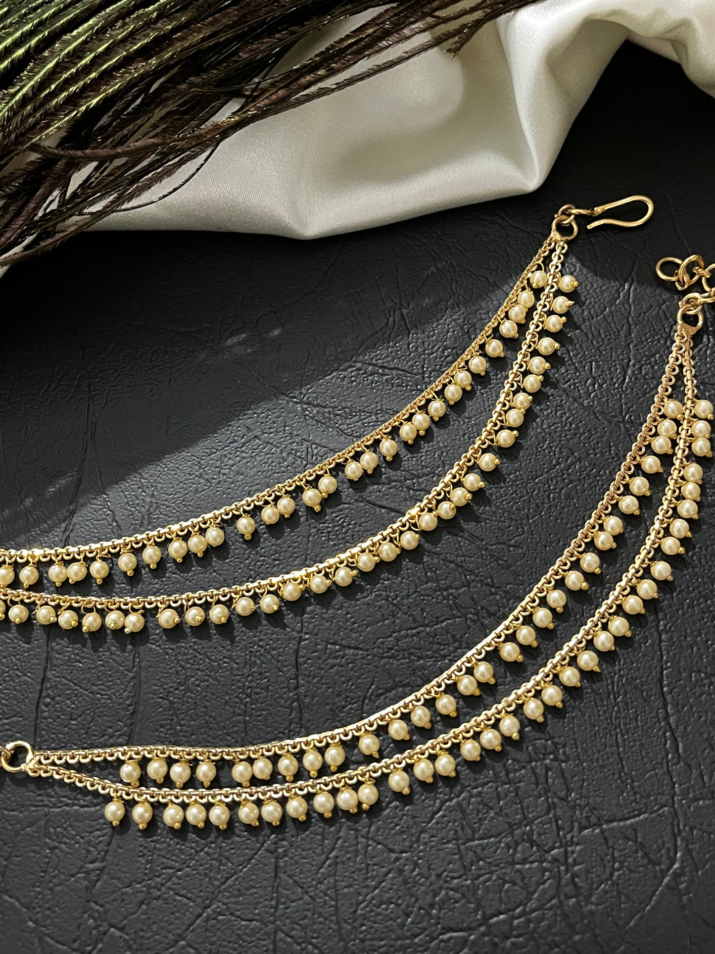 Ira - Pearl Drop Sahara Ear Chains (Pair)