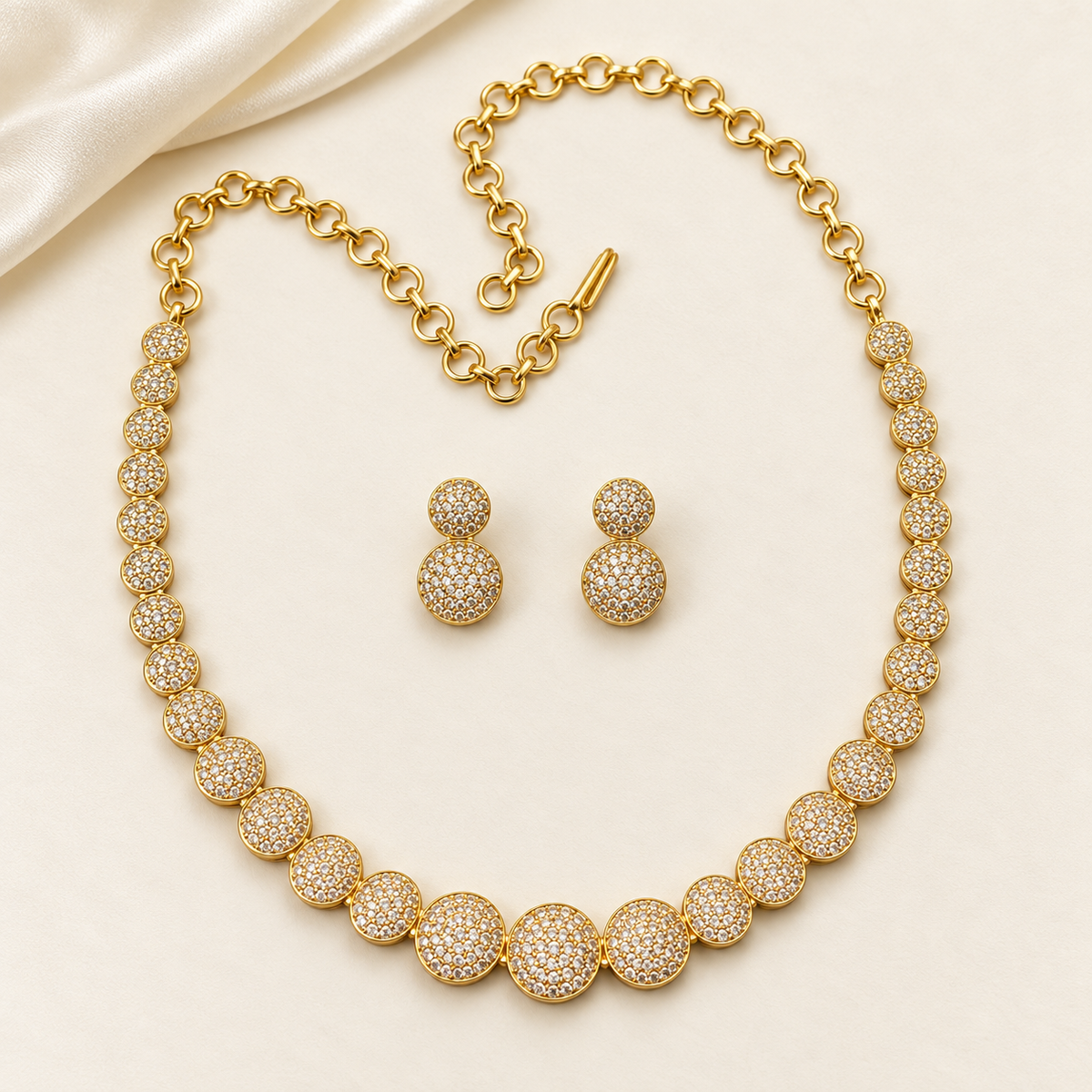 Huda - Premium Gold-Plated CZ Necklace Set with Earrings | Jewellery Australia
