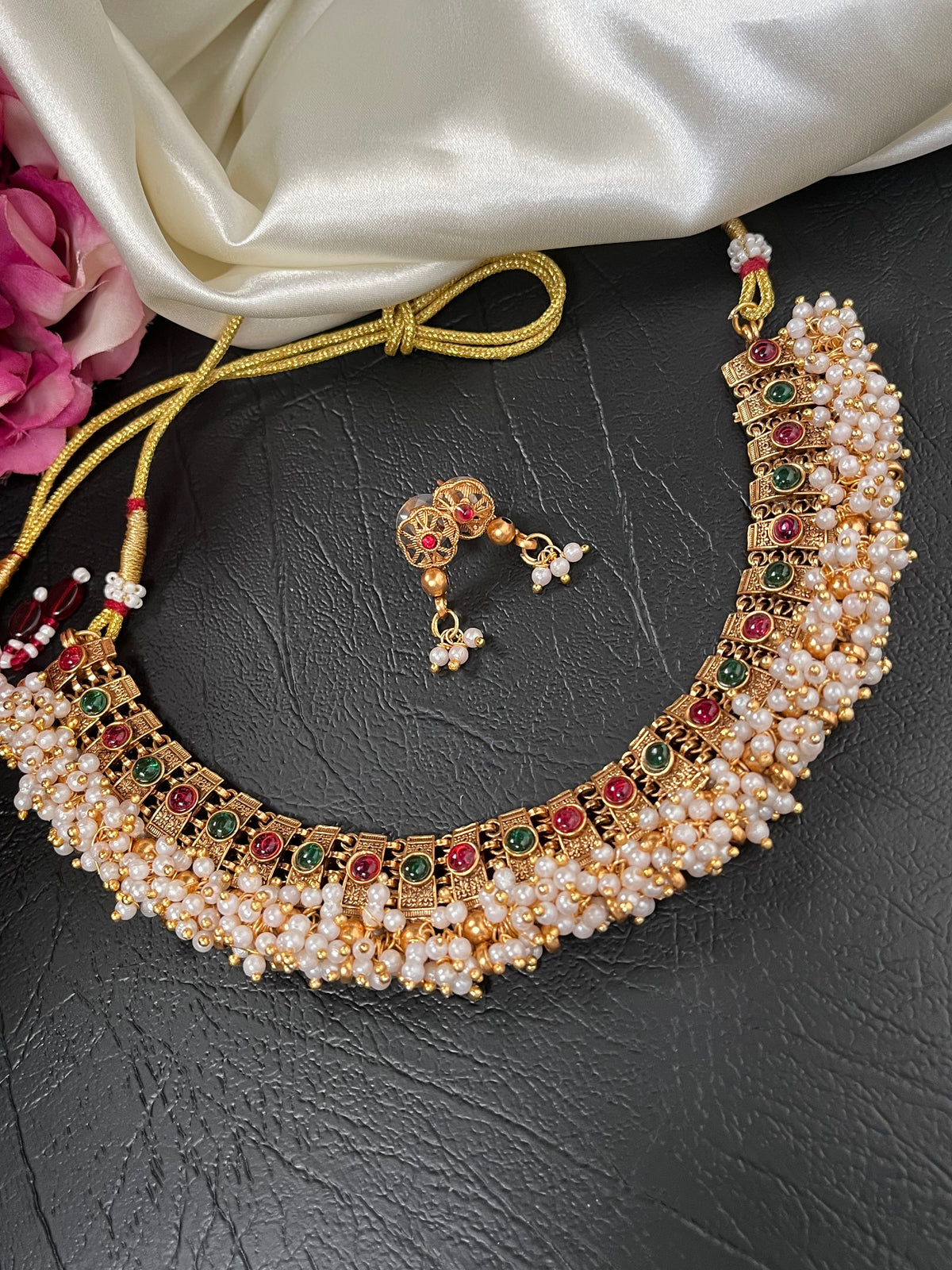 Sangeetha - Guttapusalu Pearl-Style Necklace Set