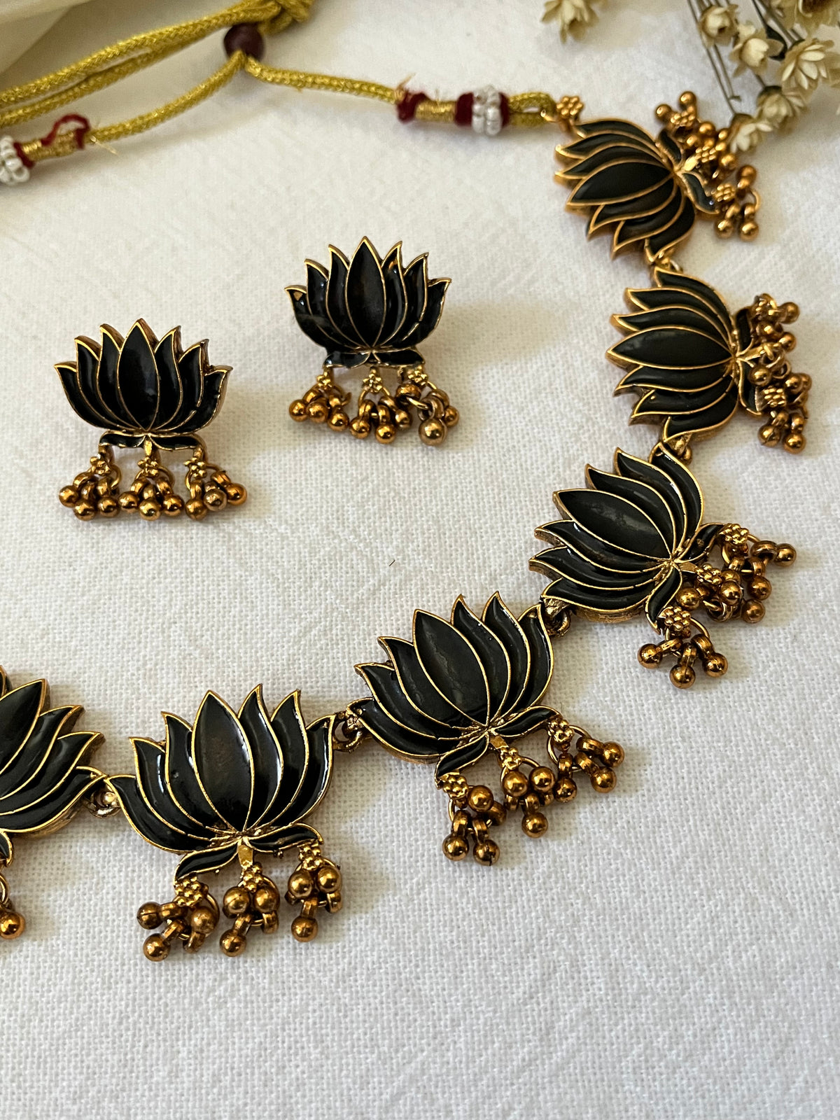 Padmini - Lotus Necklace Set | Trending Vibrant Lotus Necklace with Earrings