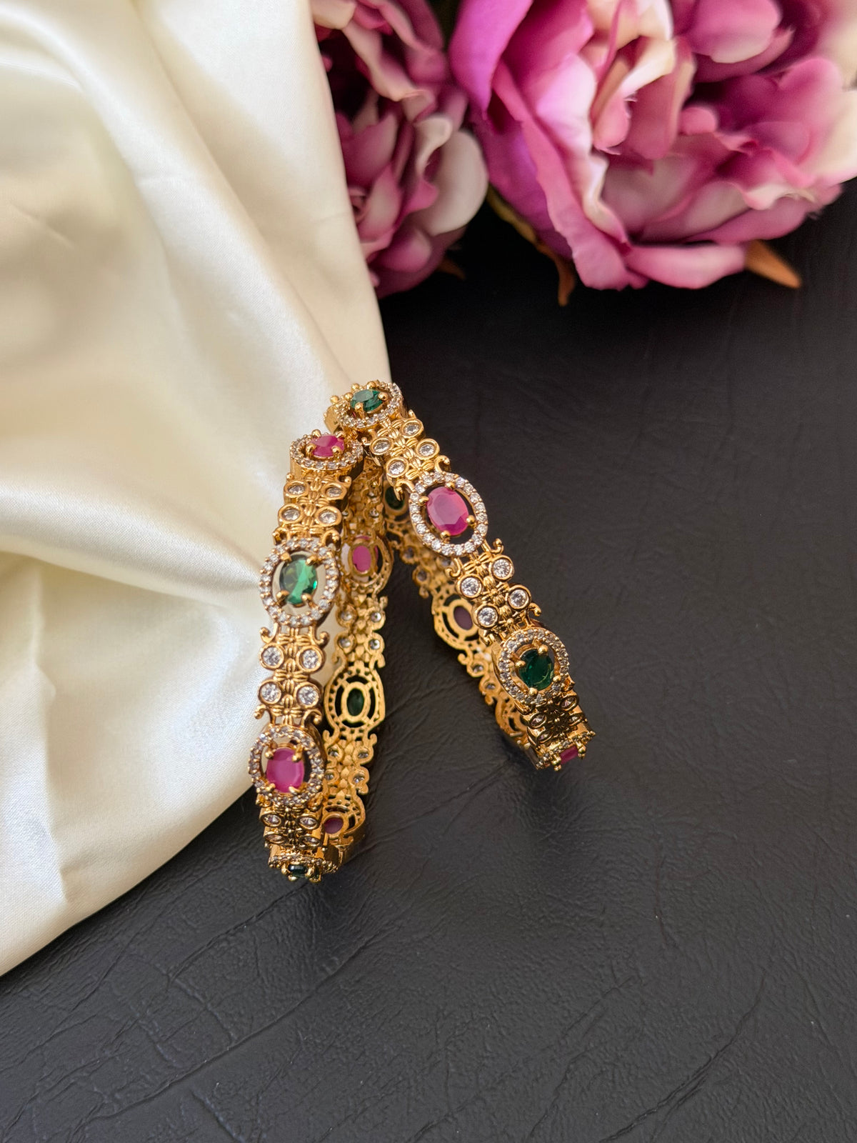 Tarini - Multicolour Stone Bangles | Gold-Tone Indian Bangles