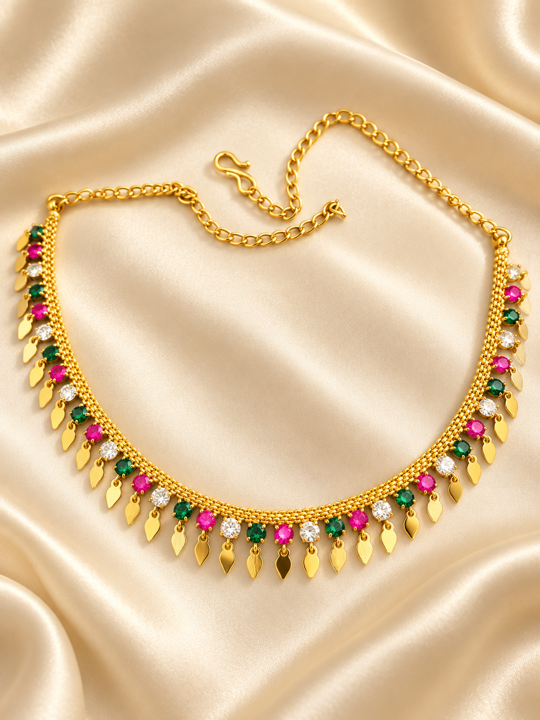 Rangavalli Elakkathali Necklace | Multicolour AD Stones