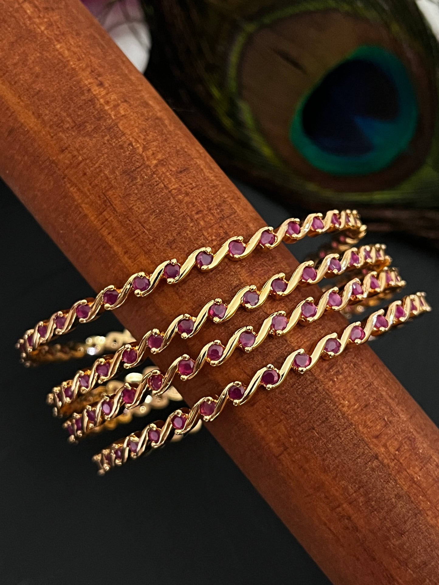 Sera - CZ Ruby Swirl Bangles