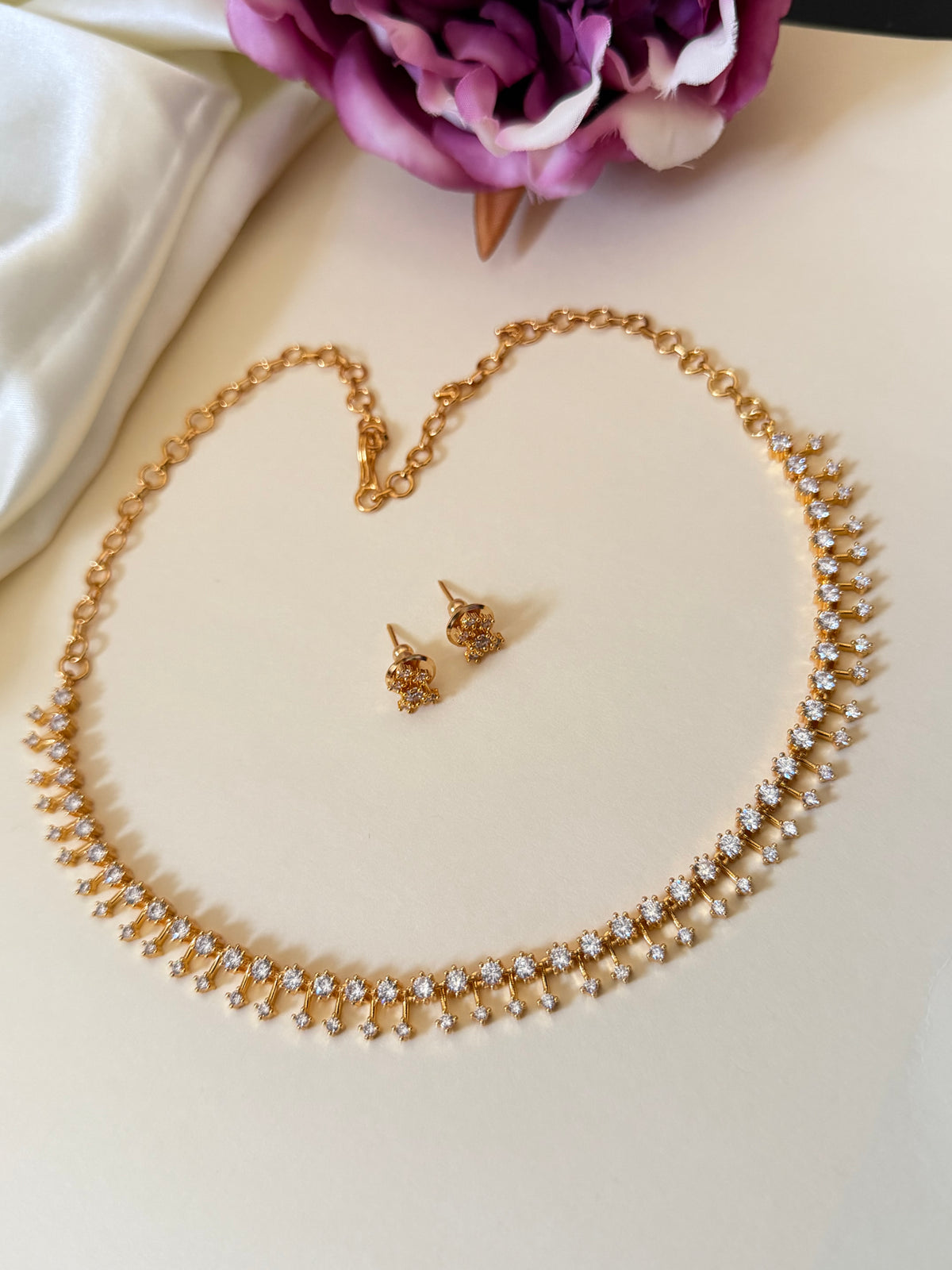 Ziya – Gold-Tone Cubic Zirconia Stone Necklace Set