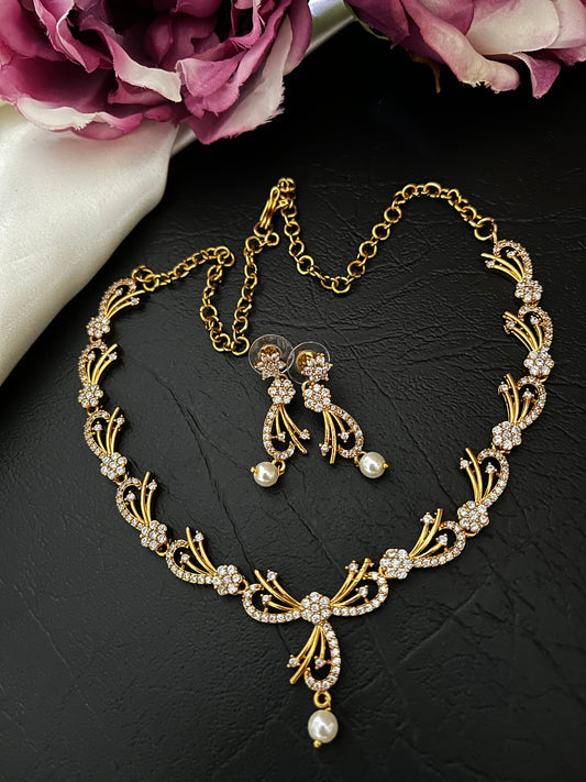 Aurelia - CZ Pearl Drop Necklace Set