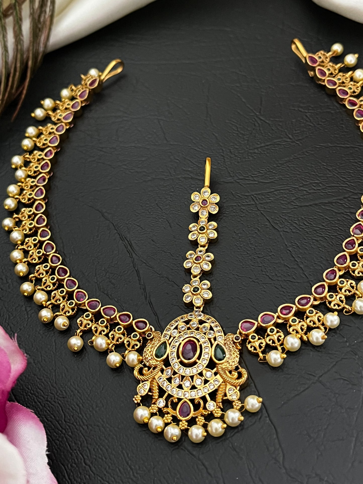 Devika - Micro Gold plated Kemp Temple Maang Tikka