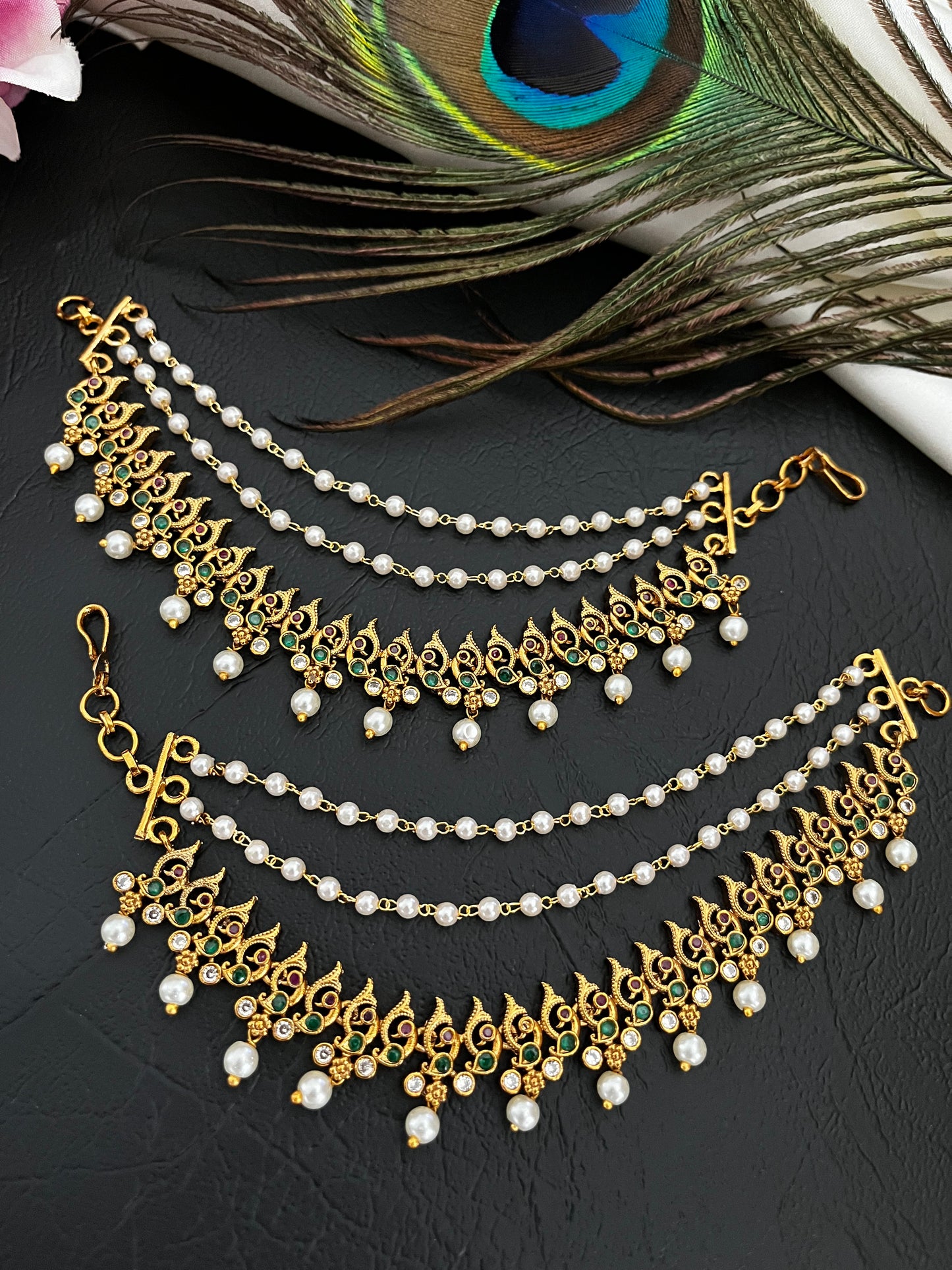 Niraya - Micro Gold Temple Sahara Ear Chains (Pair)