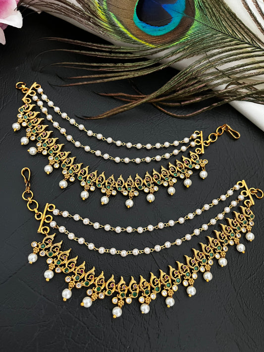 Niraya - Micro Gold Temple Sahara Ear Chains (Pair)