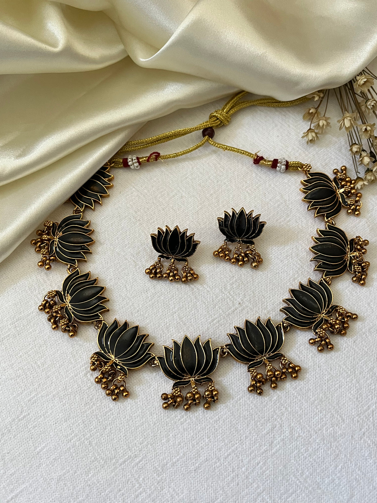 Padmini - Lotus Necklace Set | Trending Vibrant Lotus Necklace with Earrings