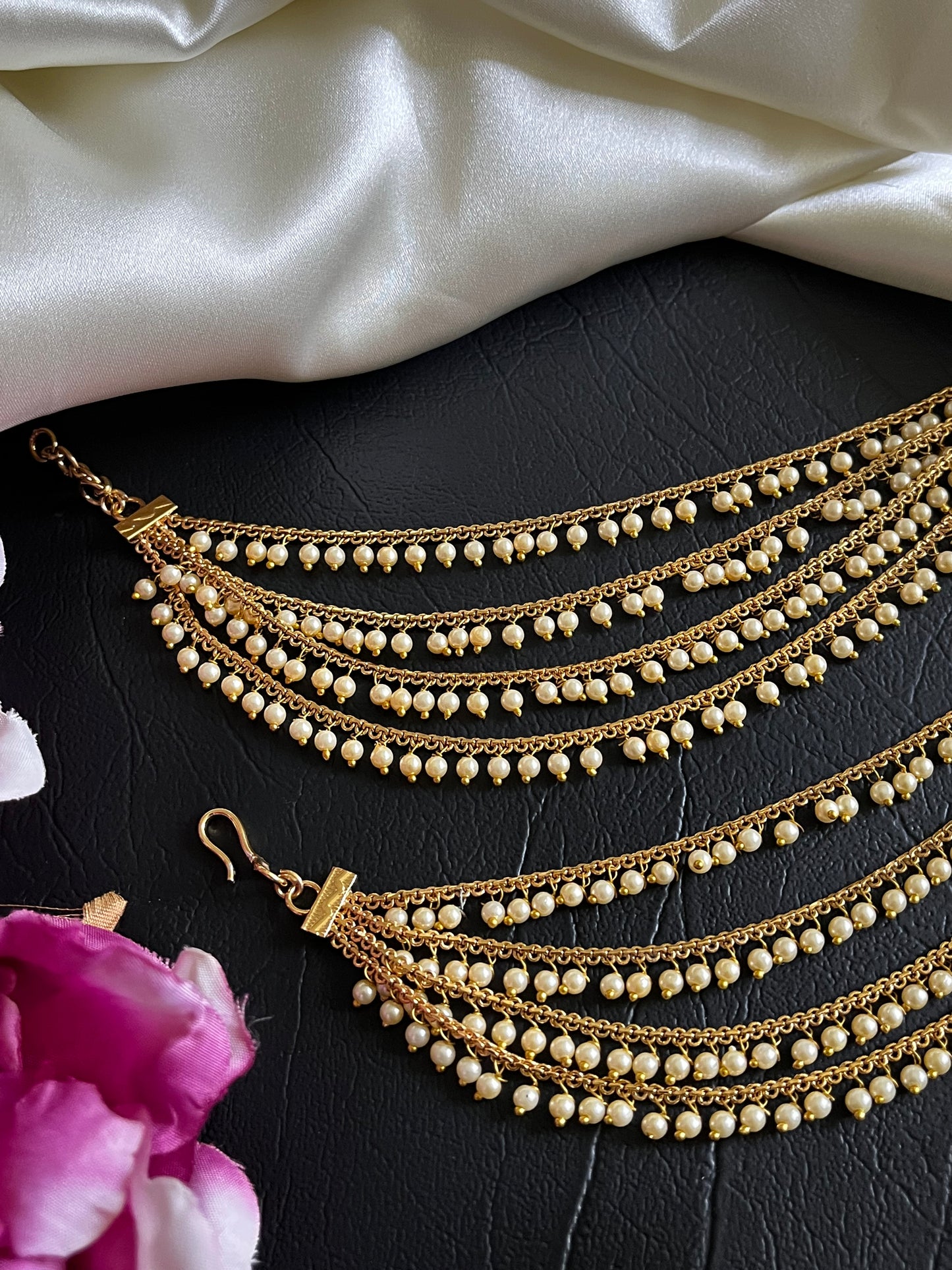 Ira - Pearl Drop Sahara Ear Chains (Pair)