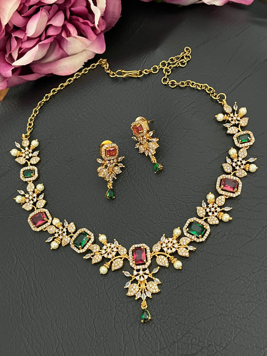 Ishara-Gemstone Statement Necklace Set