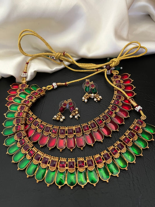 Vasudha – Palakka Style Gold-Tone Necklace Set